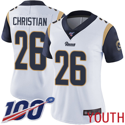 Los Angeles Rams Limited White Youth Marqui Christian Road Jersey NFL Football #26 100th Season Vapor Untouchable